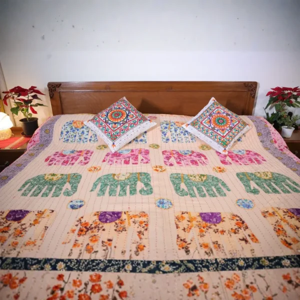 Pink Elephant Design Bedsheet