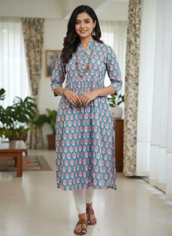 Sky Floral Kurta