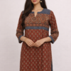 Rust Brown Ajrak Cotton Kurta
