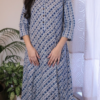 Blue Diagonal Block-Printed Kurta
