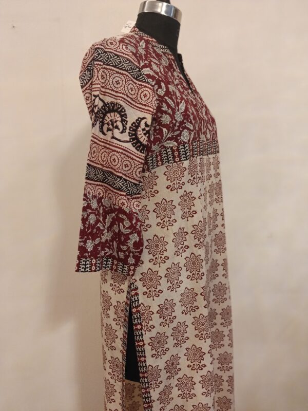 Bagh Elegance Maroon-Beige Cotton Kurta
