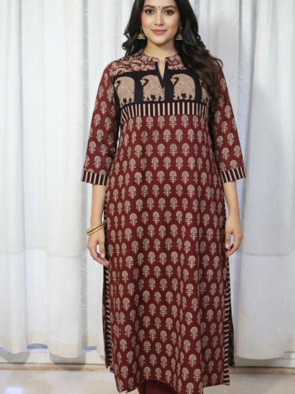 Bagh Heritage Maroon Kurta